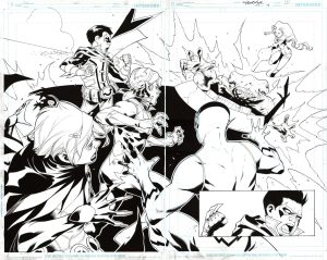 Teen Titans #7 p.02-3 Double Page Spread by Khoi Pham and Wade von Grawbadger