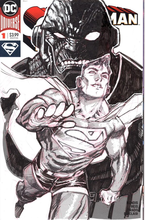 Superman and Darkseid on Sketch Cover by Eric Canete