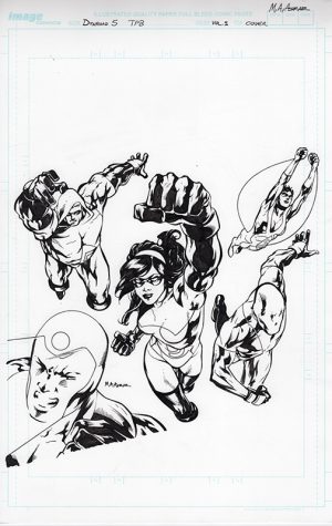 Dynamo 5 Volume I TPB cover by Mahmud Asrar