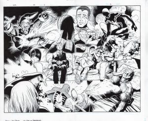 The Amazing Spider-Man 65 DEATHS Page 11-12 Double Page Spread by Kev Walker and Wade von Grawbadger