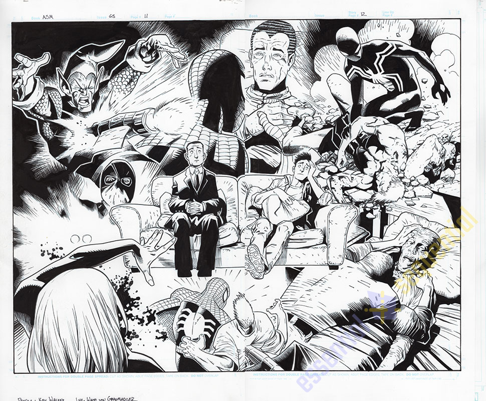 The Amazing Spider-Man 65 DEATHS Page 11-12 Double Page Spread by Kev Walker and Wade von Grawbadger 1 The Amazing Spider-Man 65 DEATHS Page 11-12 Double Page Spread by Kev Walker and Wade von Grawbadger