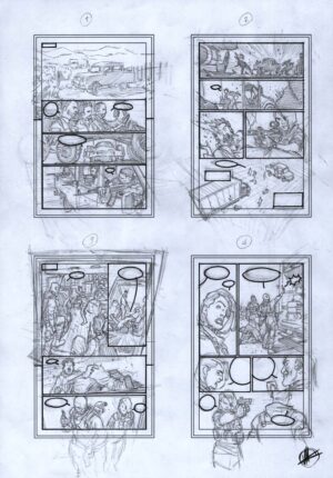 Nemesis Forever #3 Preliminary Sketches 1 - 4 by Matteo Scalera
