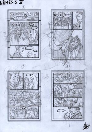 Nemesis Forever #5 Preliminary Art Pages 1 - 4 by Matteo Scalera